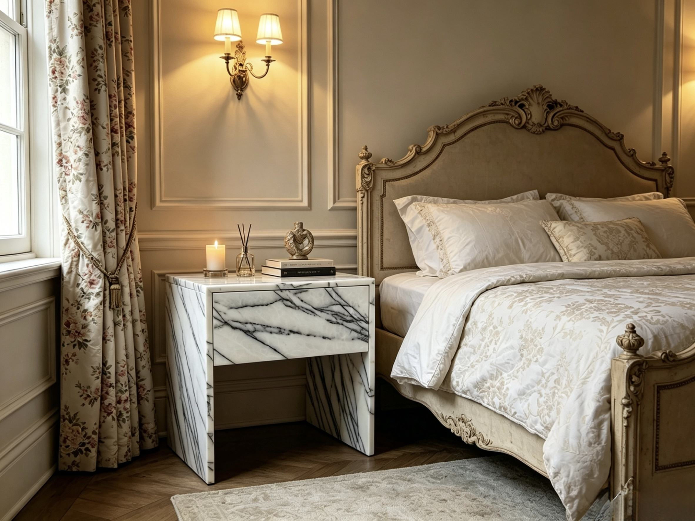 Modern Marble Bedside Nightstand