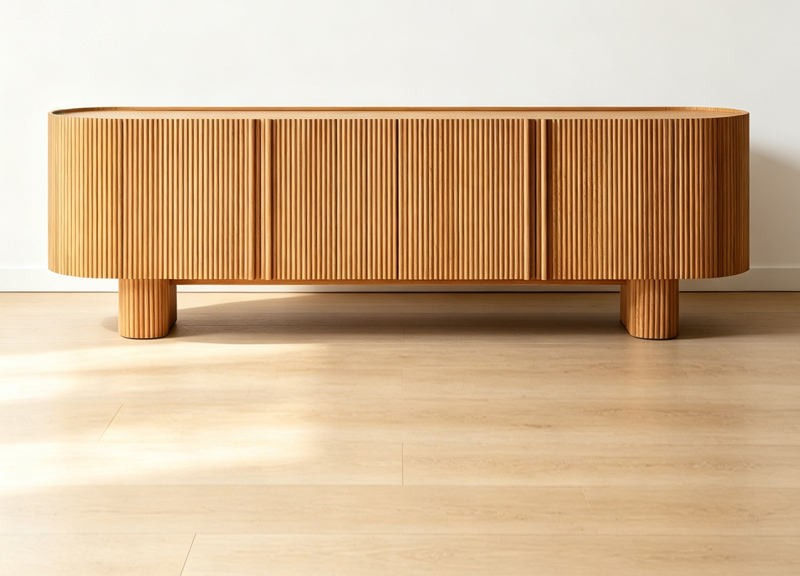 Fluted Wooden Credenza