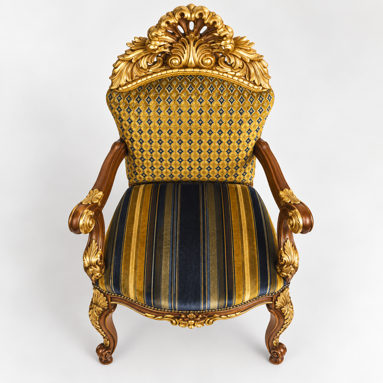 French Style Wooden Velvet Dining Chair
