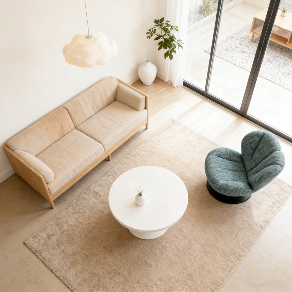 Contemporary Channel-Tufted Teal Swivel Lounge Chair