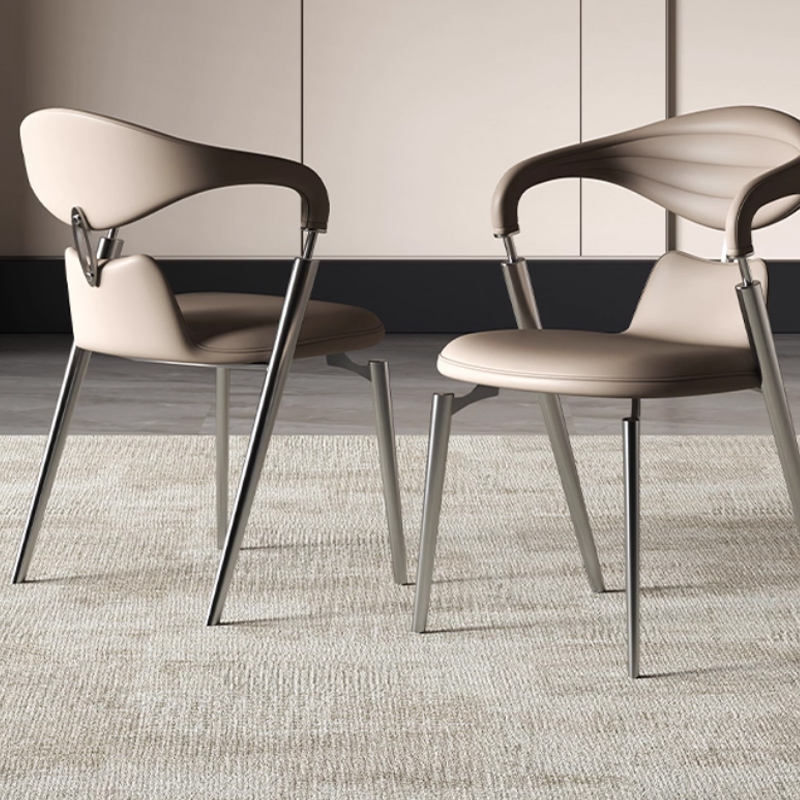 Modern Luxury Leather Stainless Steel Dining Chair