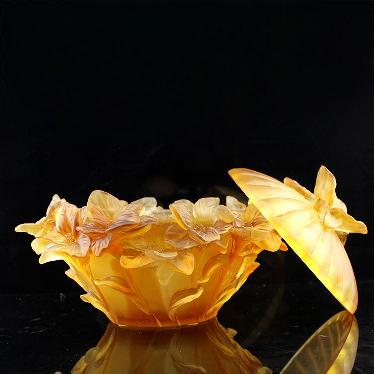 Fengming Multicolor Orchid Candy Jar Crystal Covered Vessel