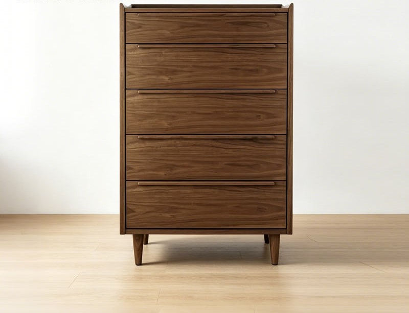 Sleek-Edge Walnut Tall Dresser