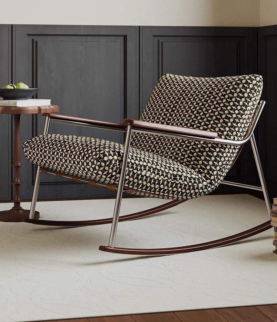 Modern Minimalist Upholstered Designer Rocking Lounge Chair