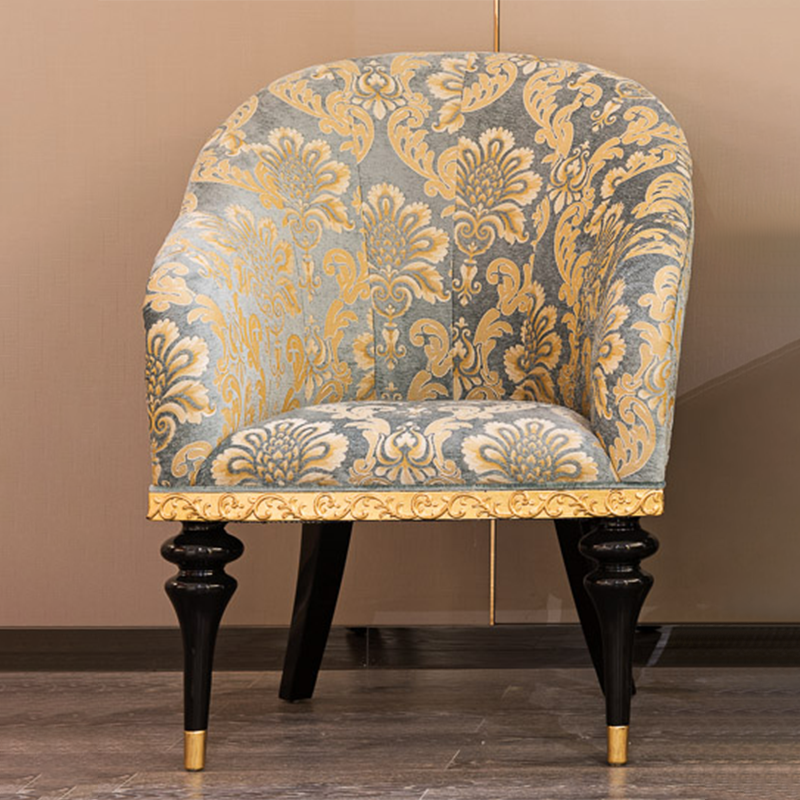 Baroque Gold and Black Upholstered Accent Chair