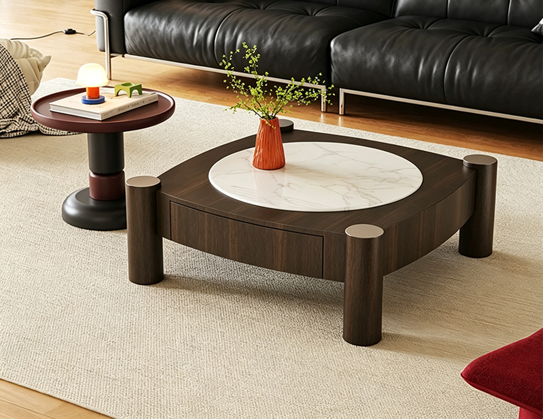 Modern Vintage Square Coffee Table Set