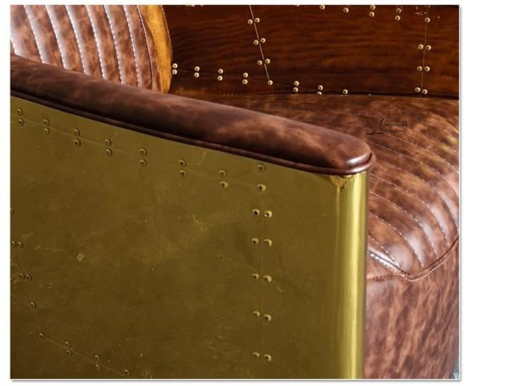 Thumbnail: Brown PU Leather Accent Chair with Channel Tufting and Gold-Tone Metal Frame