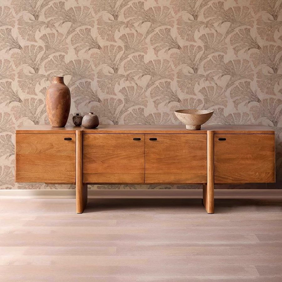 Rounded Post Wooden Credenza