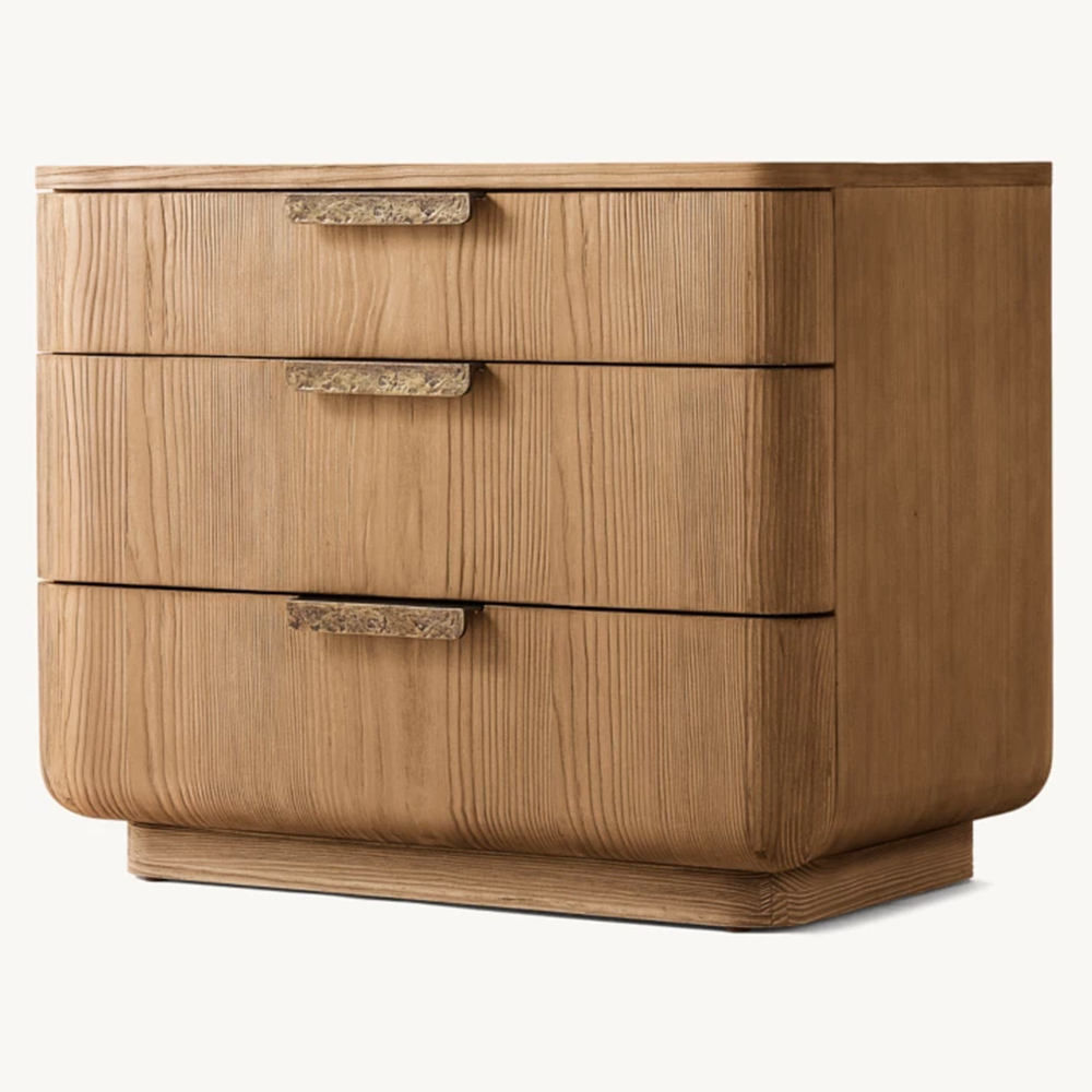 Rattan Nightstand Woven Cane Bedside Table 3 Drawer Accent End Table