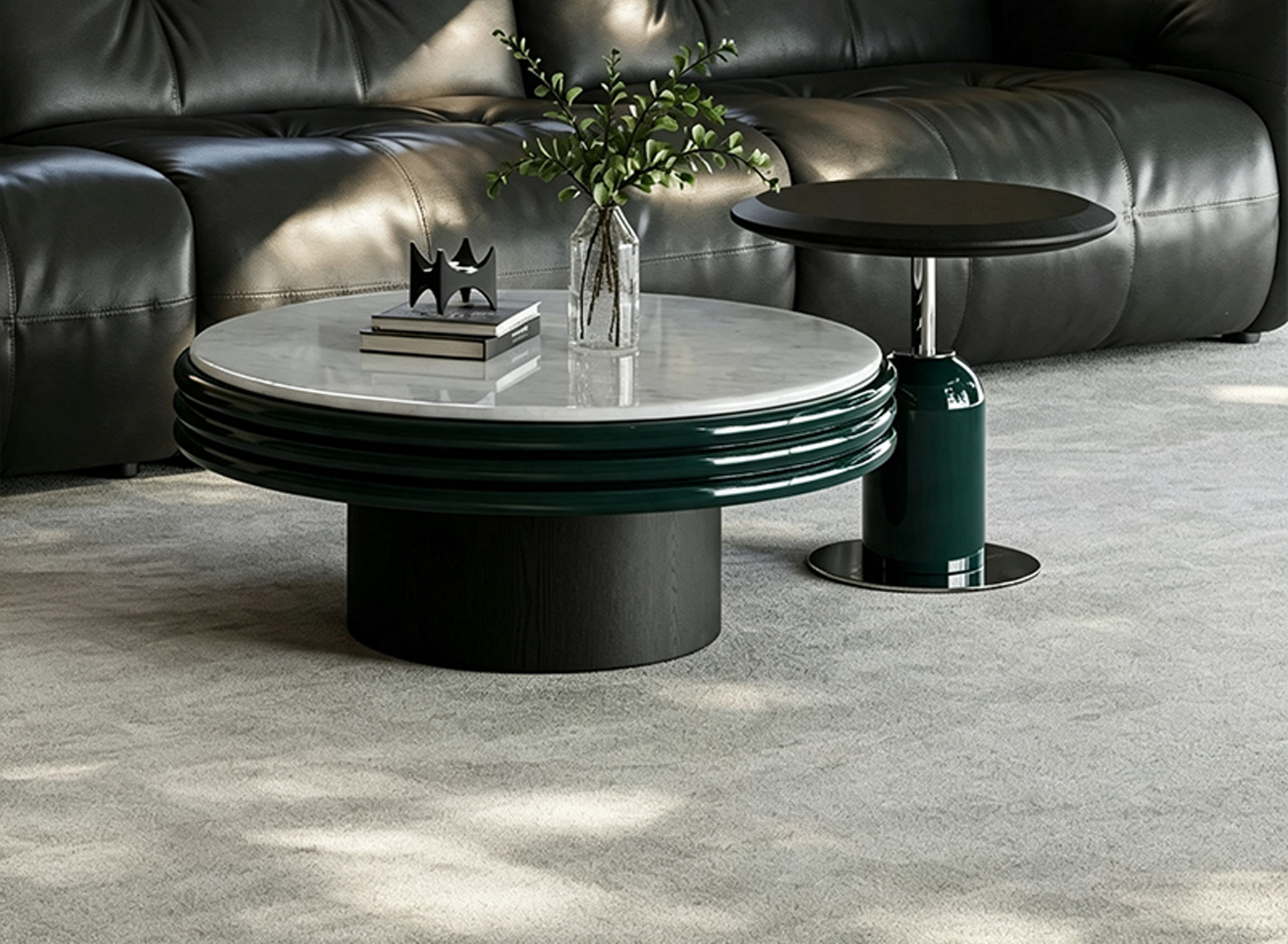 Italian Minimalist Round Coffee Table Set