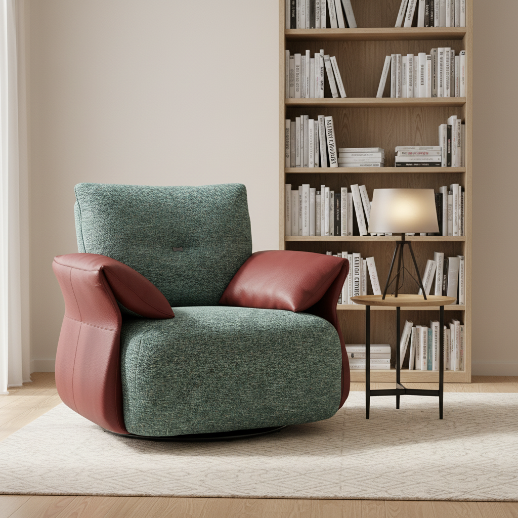 Single Lounge Sofa Chair, Red Velvet Rocking Chair for Bedroom & Hotel