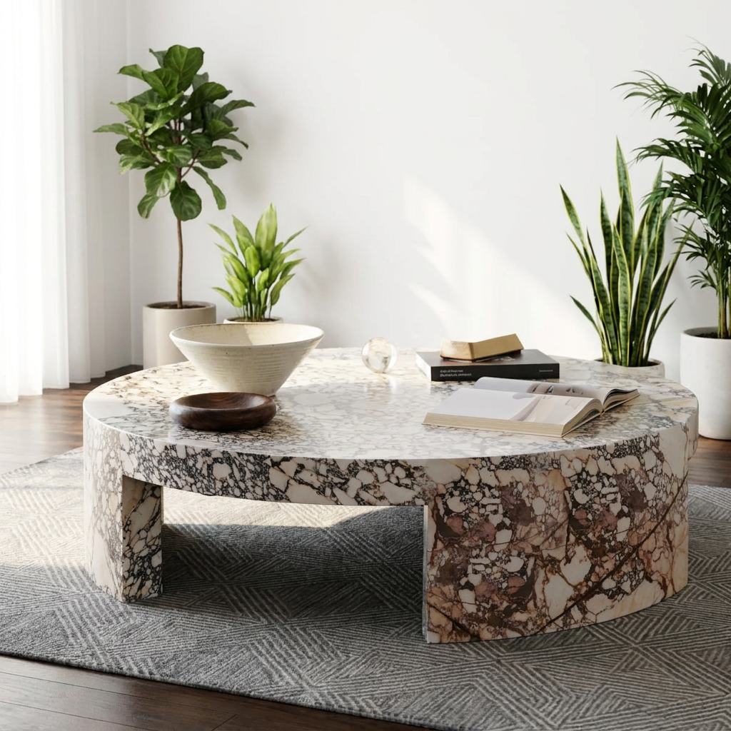Arabescato Circular Low Coffee Table