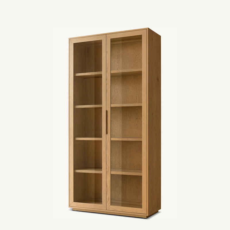 Glass-Paneled Wood Display Cabinet