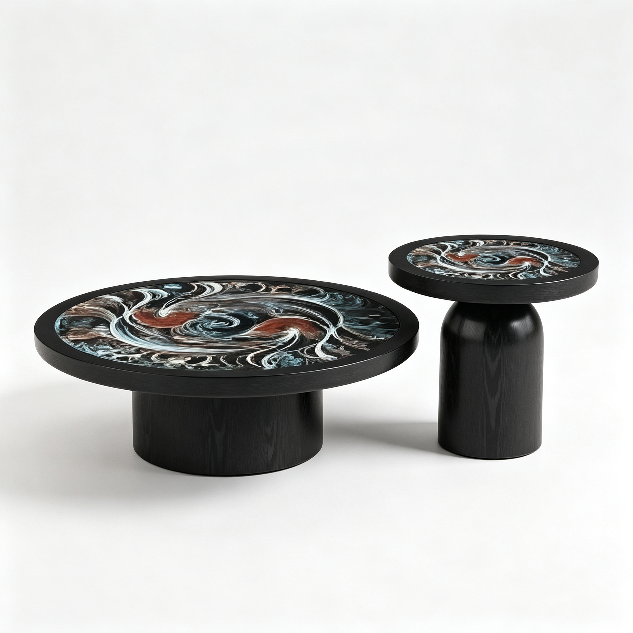 Artistic Round Glass Coffee Table Set