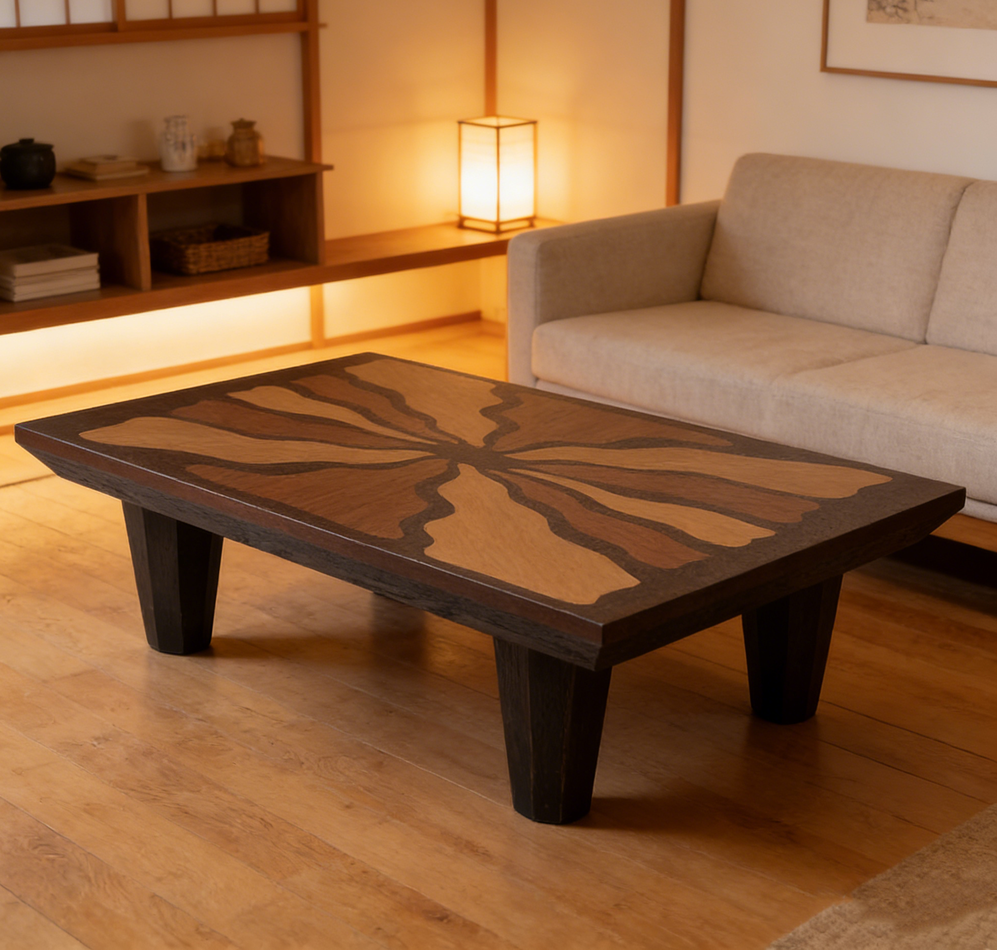 Radiant Inlay Wood Coffee Table
