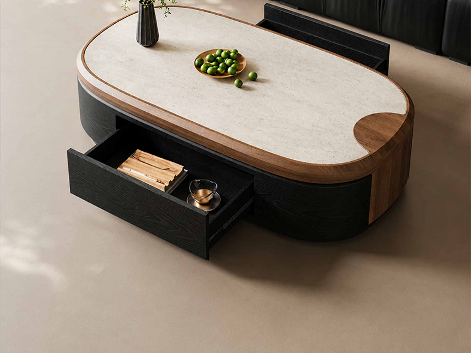 Modern Extendable Stone Top Coffee Table