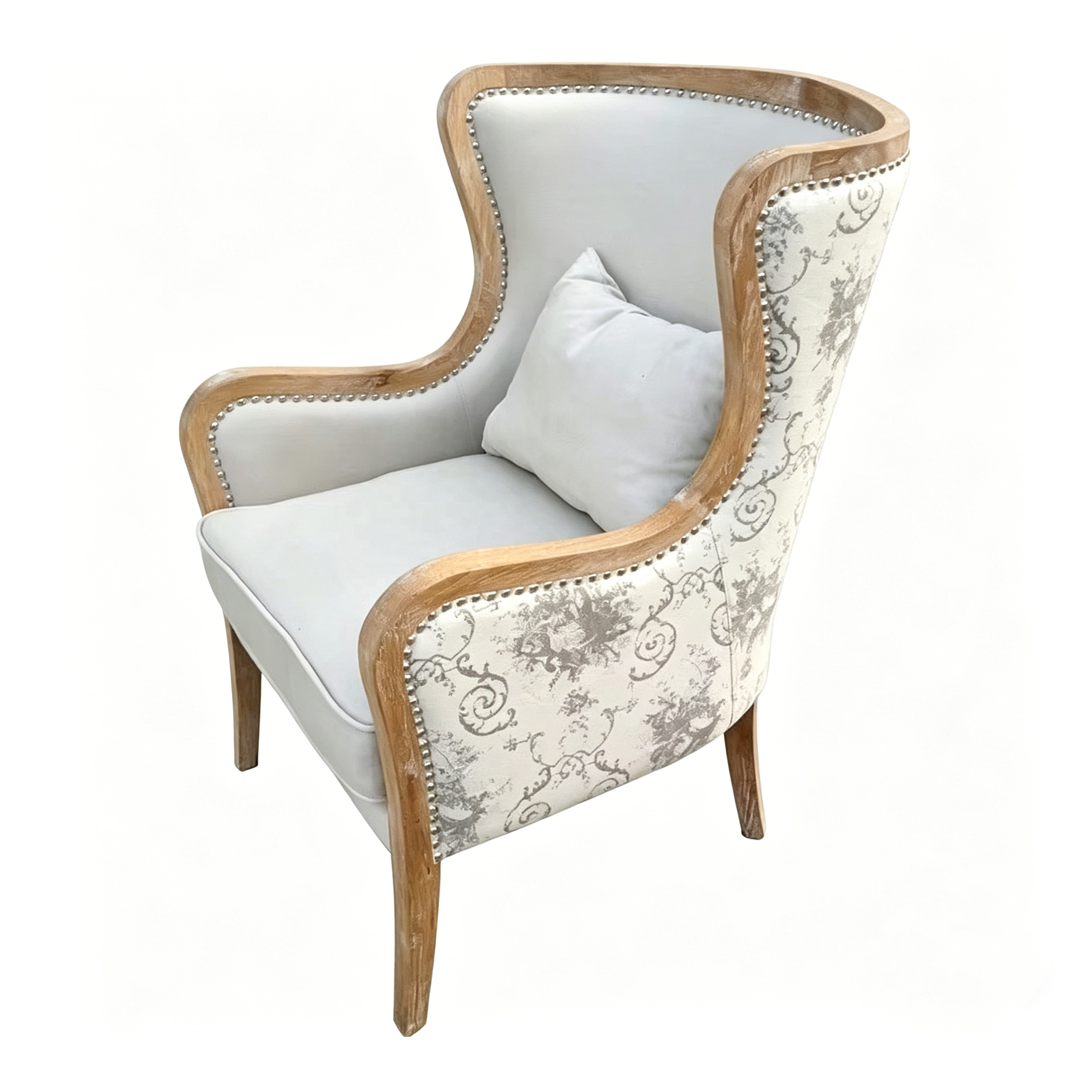 Traditional Linen Wingback Accent Armchair