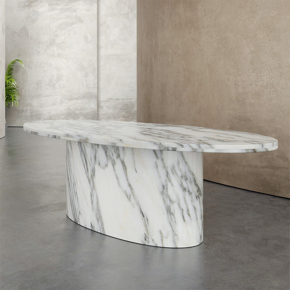 Monolithic Oval Marble Dining Table