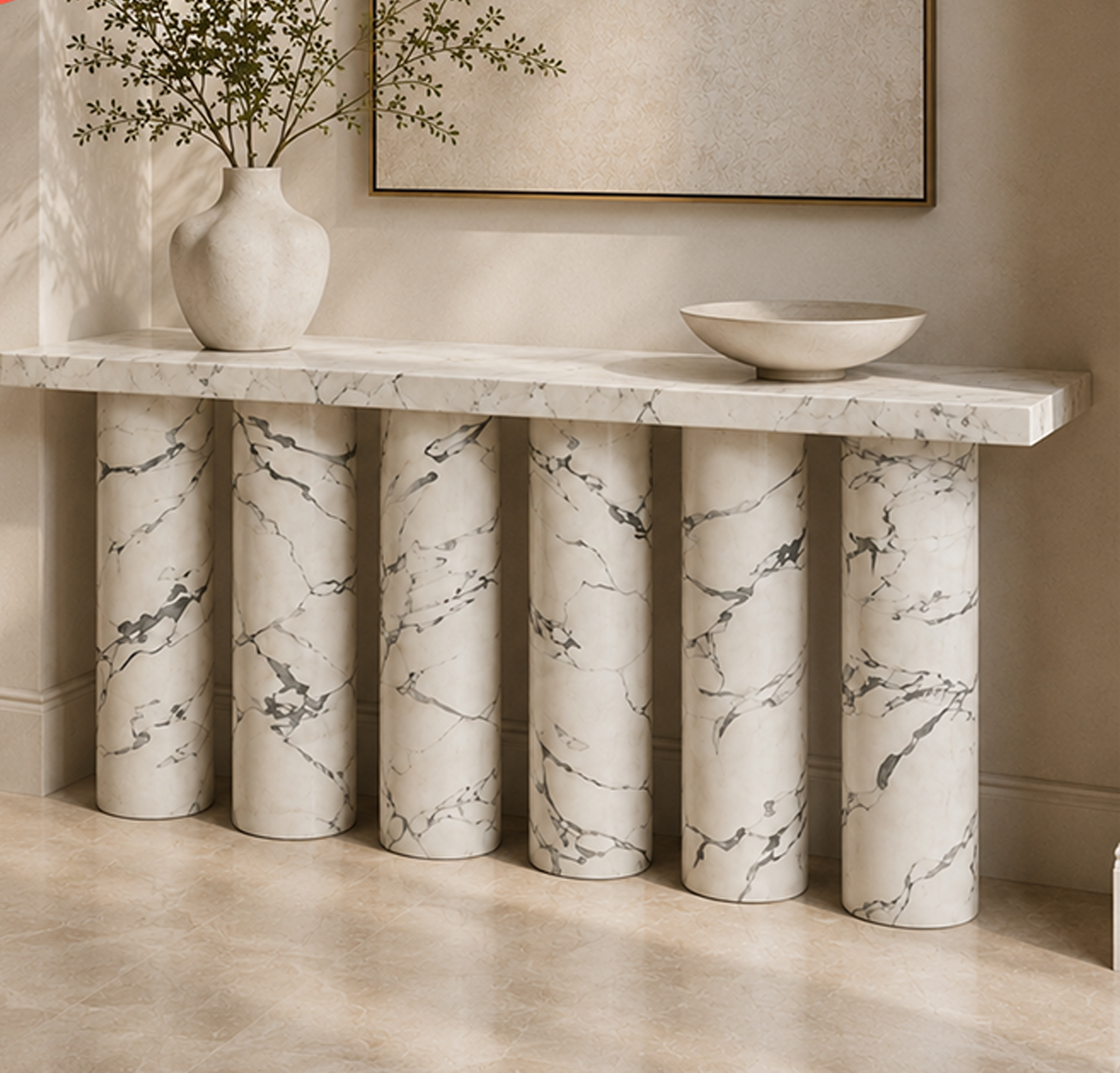 Natural Marble Entryway Console Table