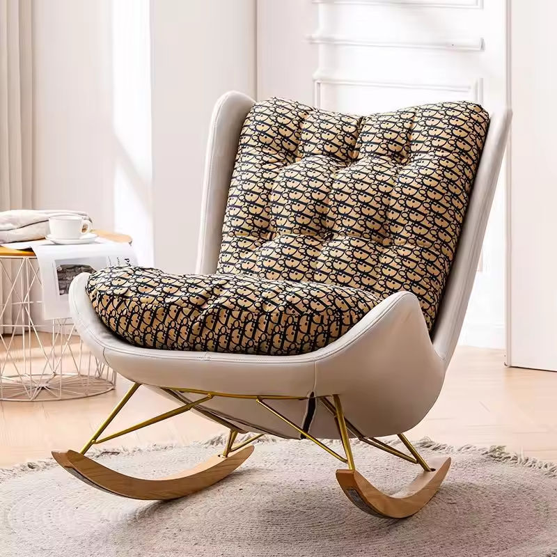 Modern Upholstered Patterned Rocking Accent Lounge Chair