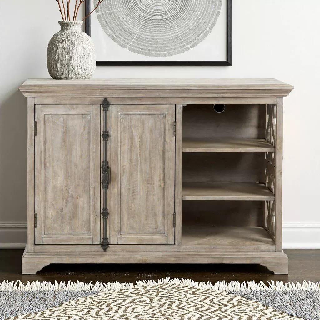 Scroll Side Panel Wood Credenza
