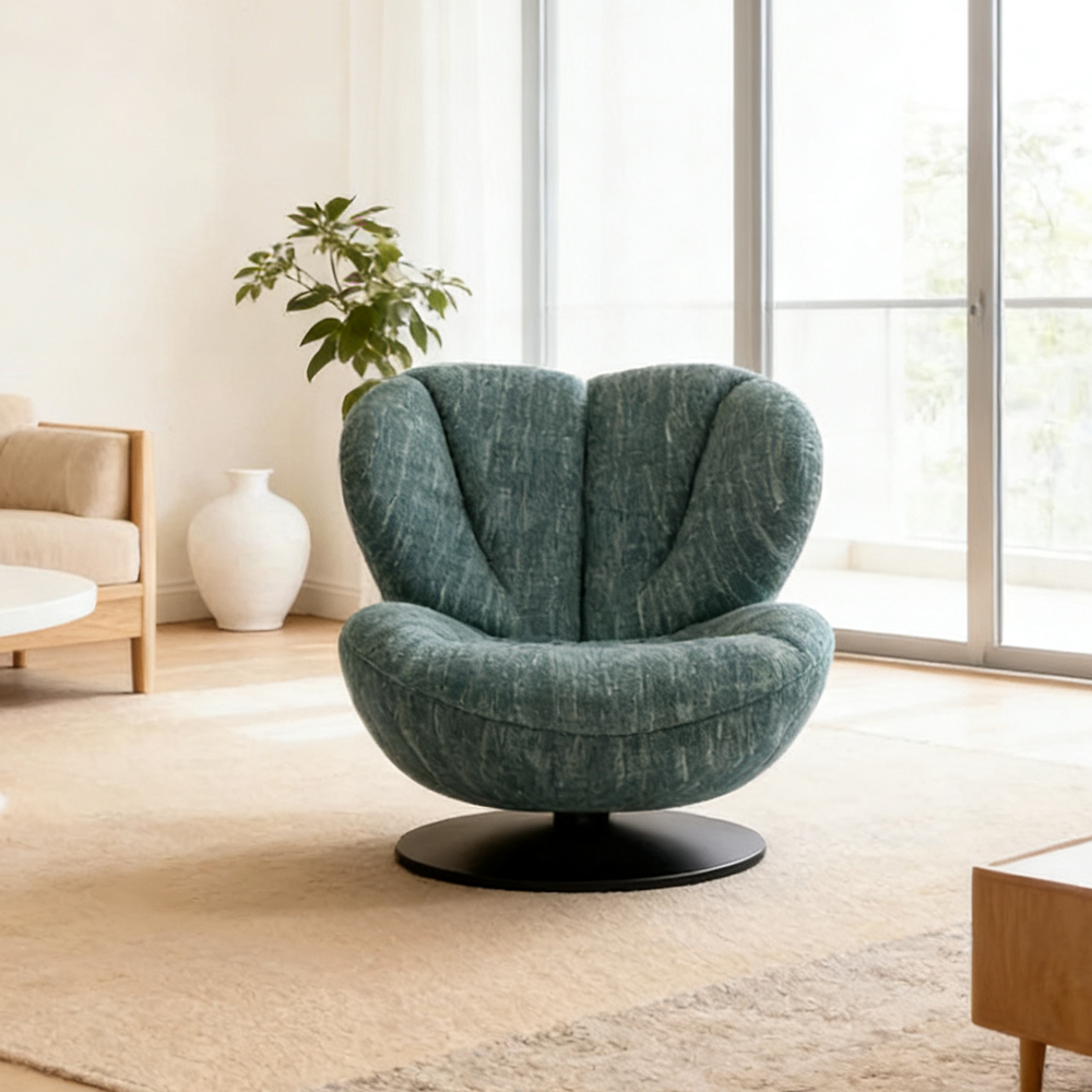 Modern Textured Green Swivel Living Room Chair