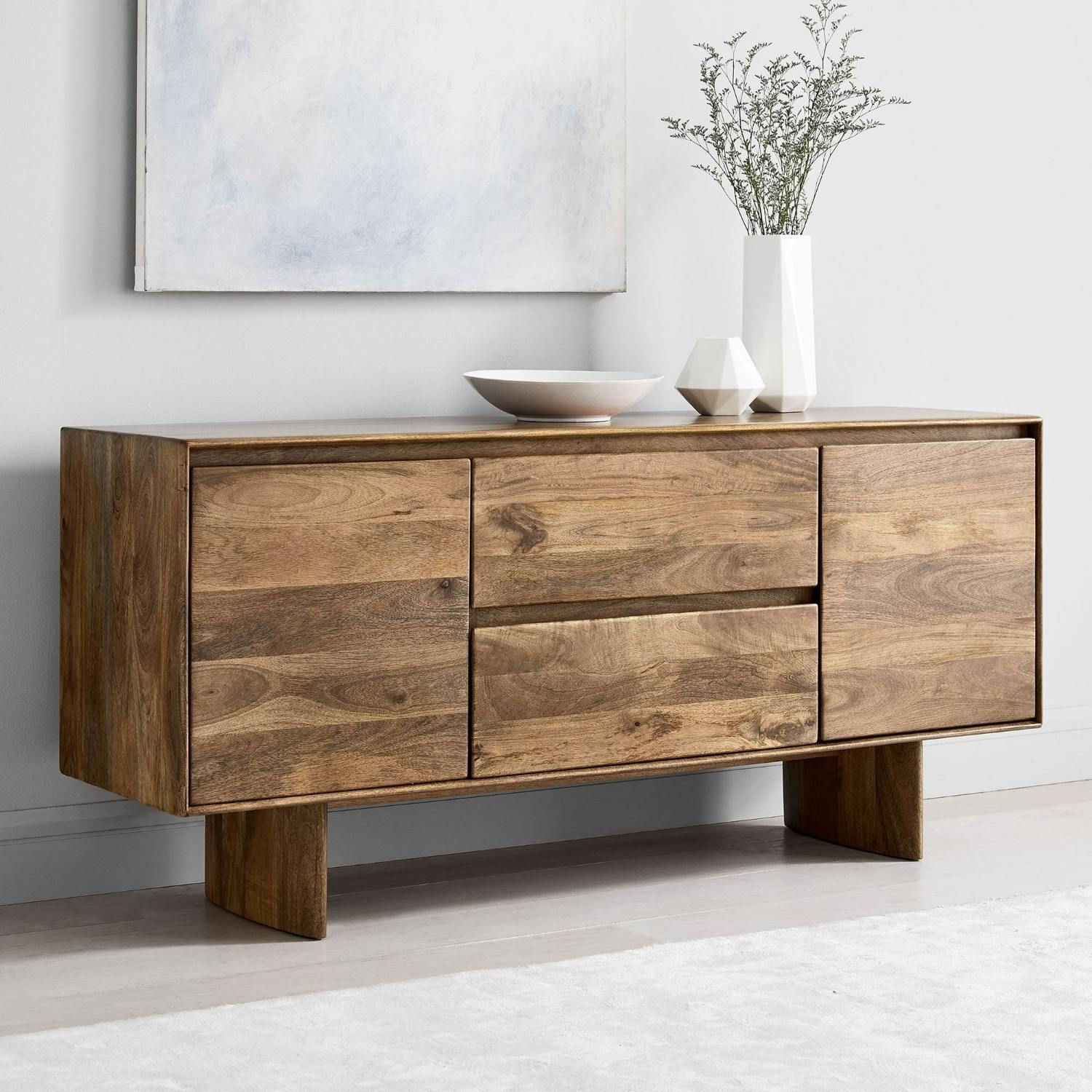 Natural Wood Sideboard Credenza Buffet Cabinet TV Stand Storage Console