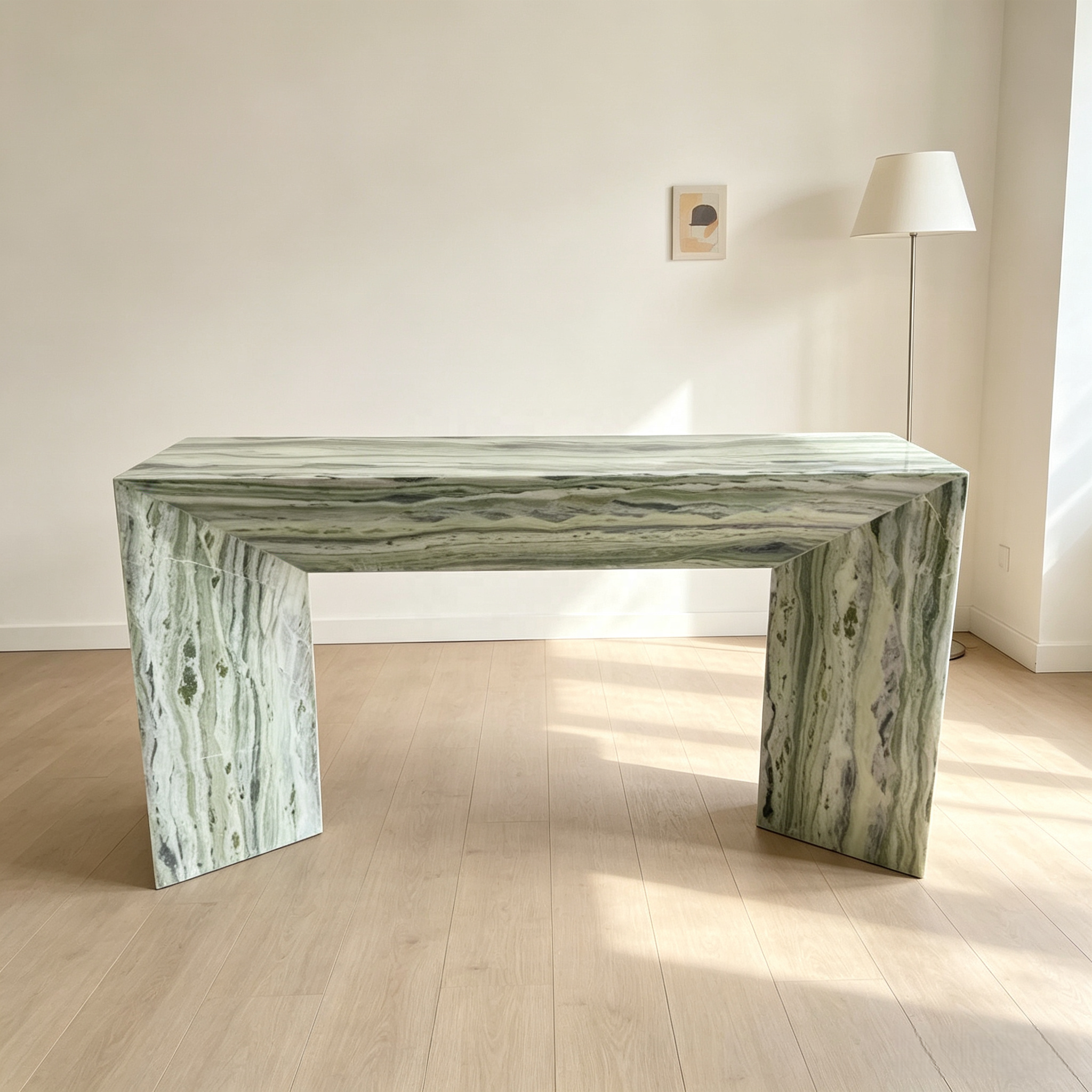 Green Marble Waterfall Console Table