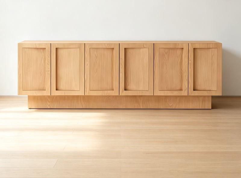 Recessed-Panel Wooden Credenza