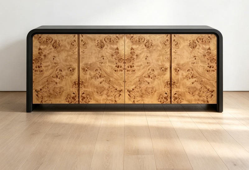 Burr Wood Storage Credenza