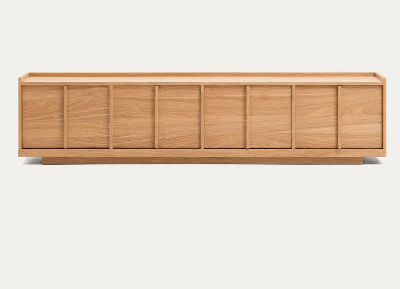 Slatted Wooden TV Stand
