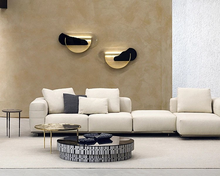 Italian Minimalist Black and White Coffee Table and Side Table Set