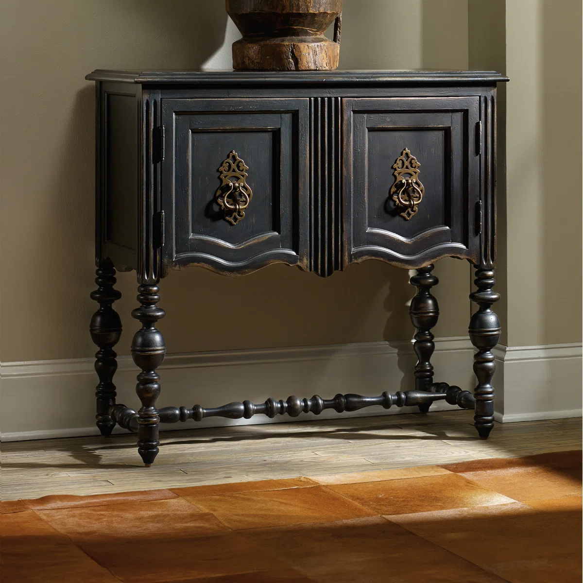 Distressed Black Accent Cabinet