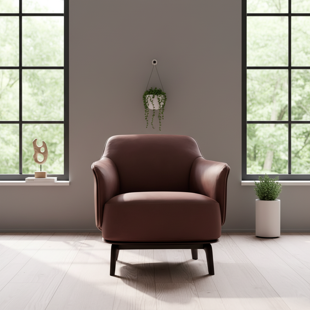 Solid Wood Frame Modern Upholstered Accent Armchair