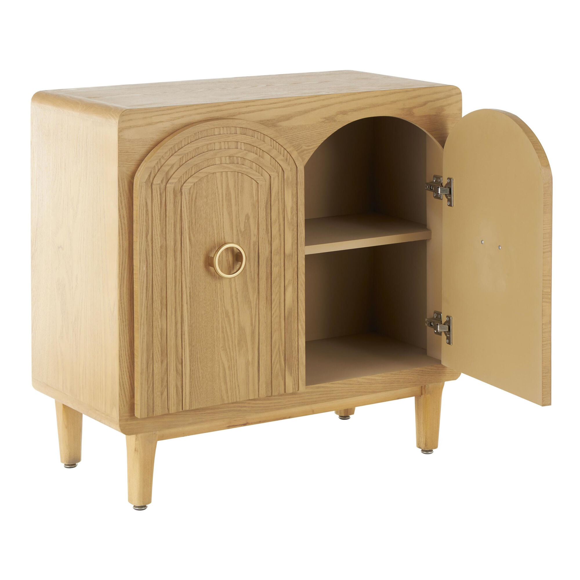 Arched Panel Wooden Accent Cabinet
