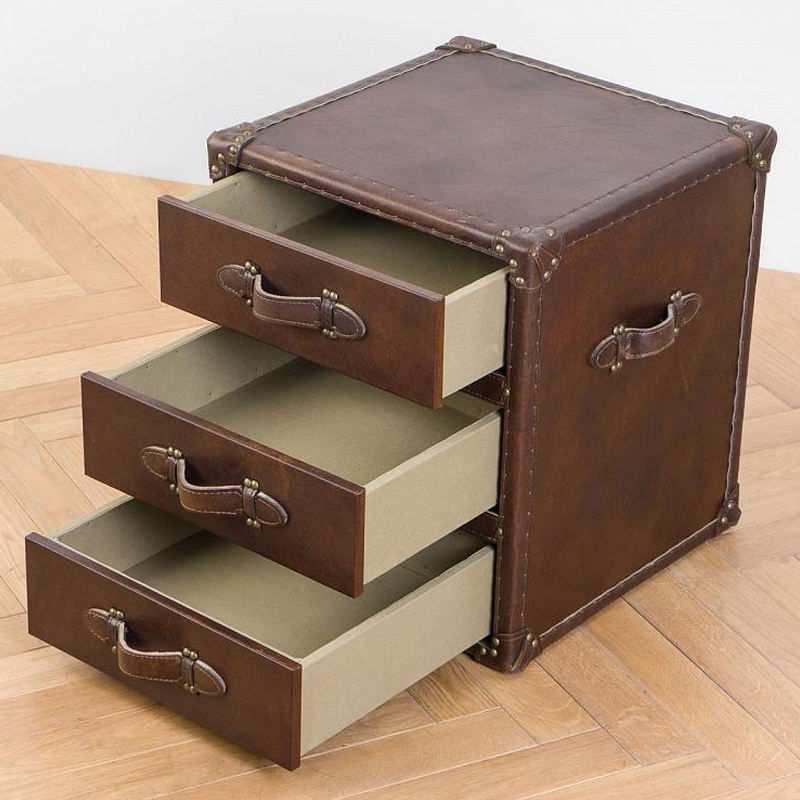 Industrial Leather Trunk Nightstand