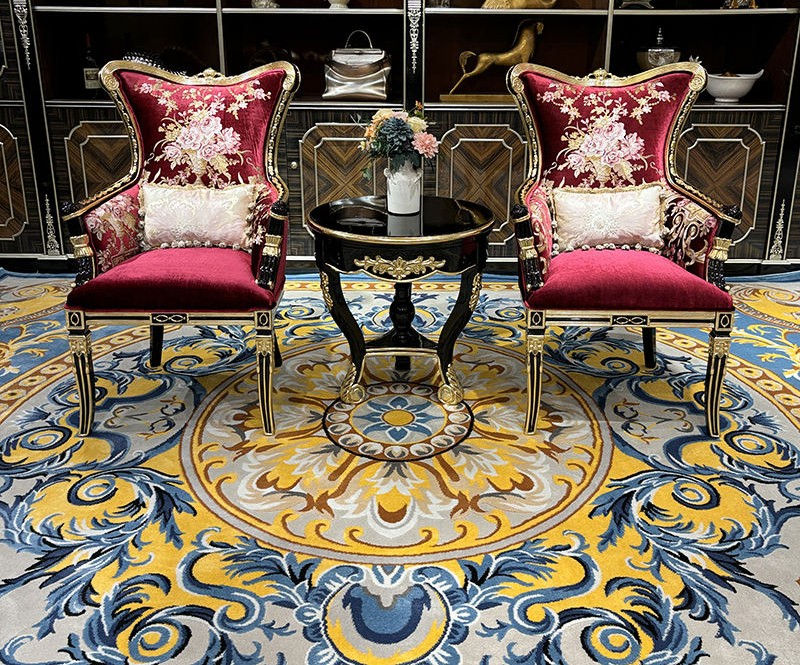 European Burgundy and Gold Accent Chair