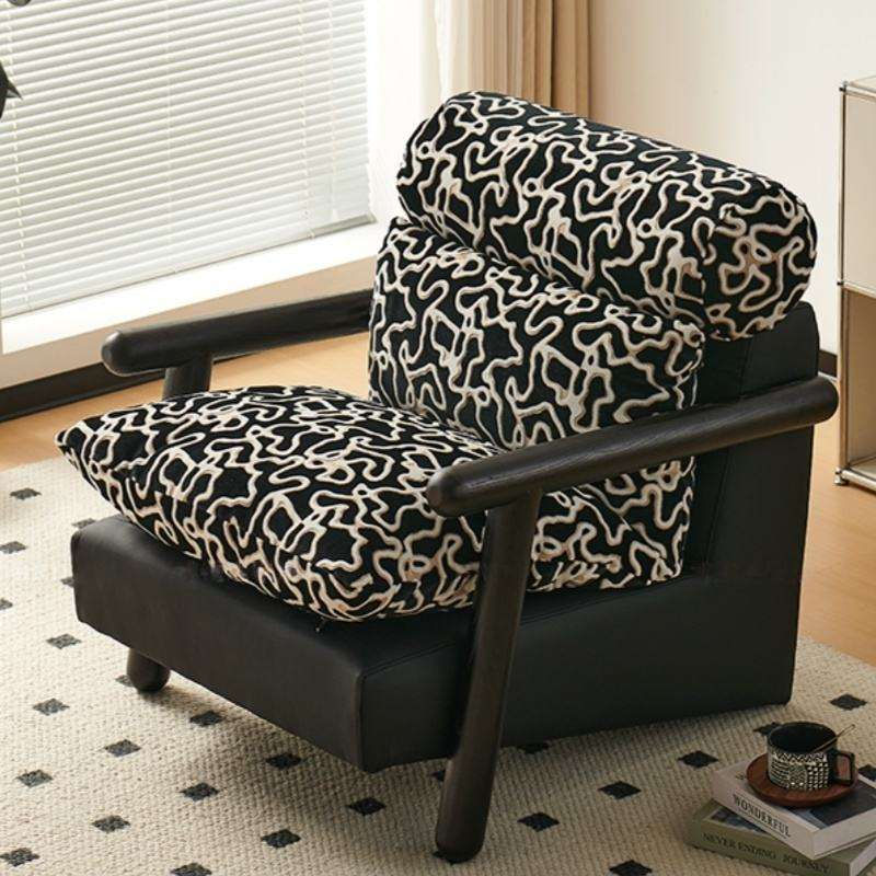 Modern Abstract Print Cotton Accent Lounge Chair