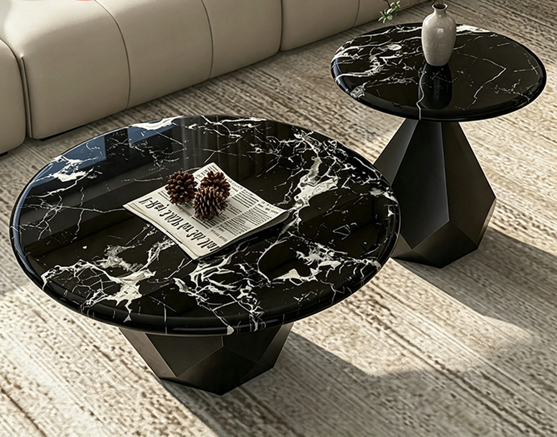 Modern Designer Round Coffee Table Set