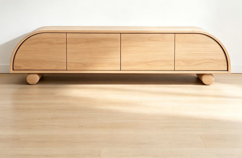 Curved-Edge Wooden TV Stand