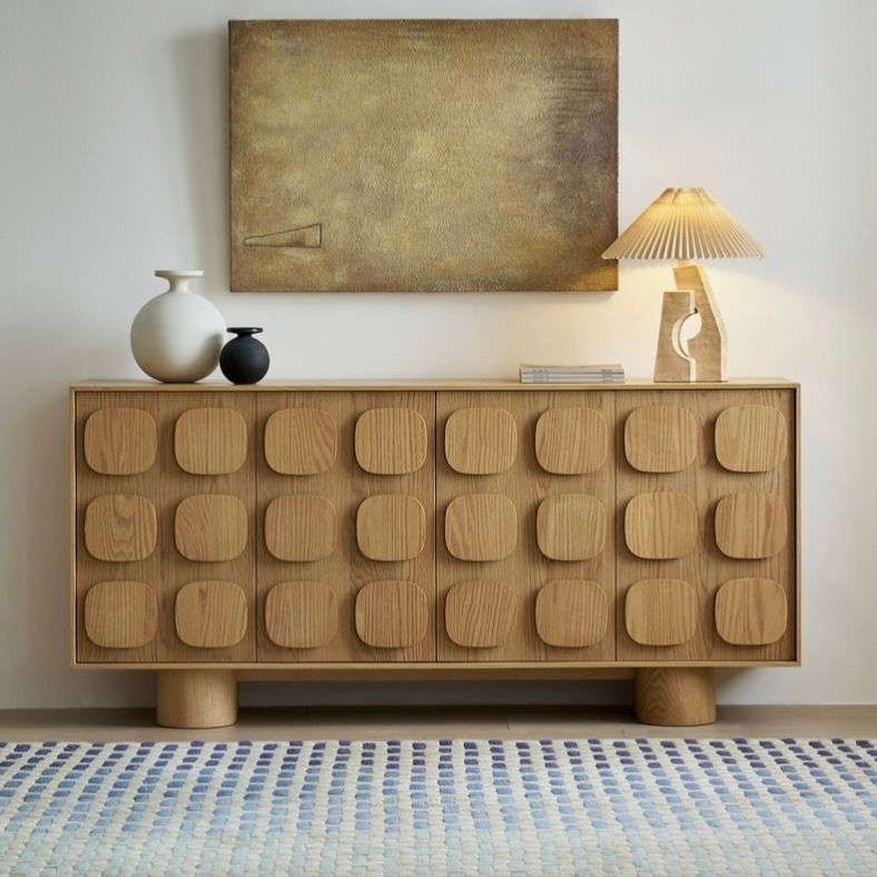 Geometric Block Wood Credenza