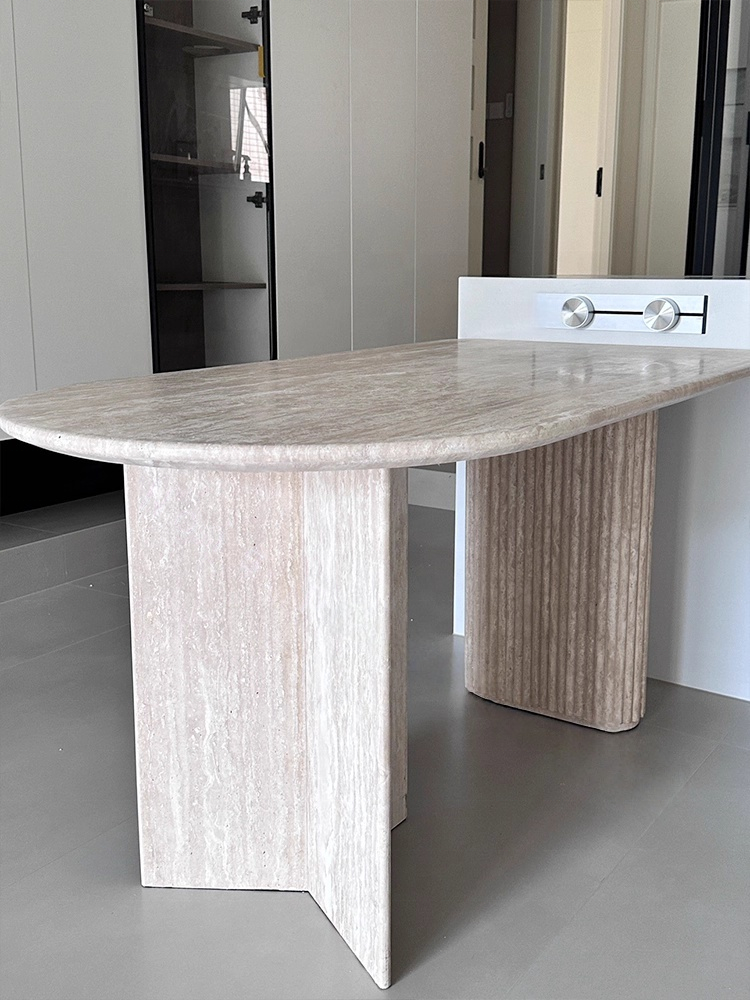 Travertine Dual-Pedestal Dining Table