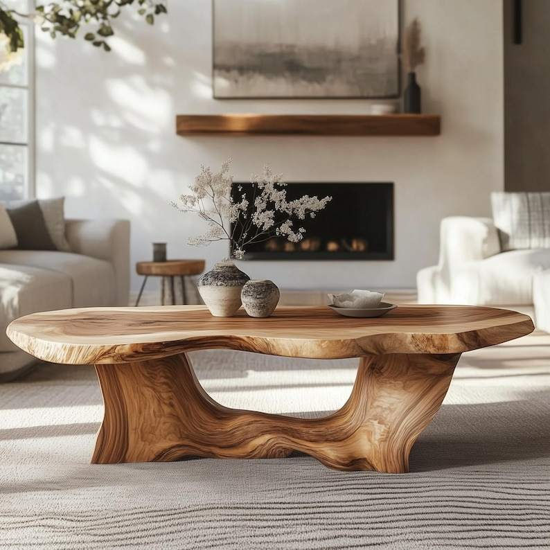 Organic Modern Live Edge Wooden Coffee Table