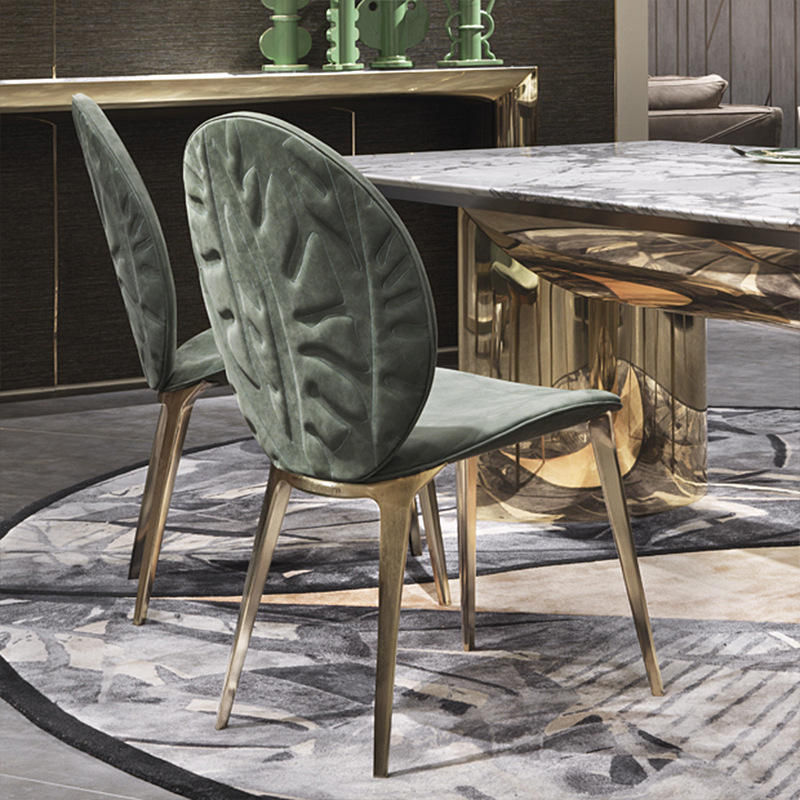 Italian Leaf-Back Upholstered Dining Chair