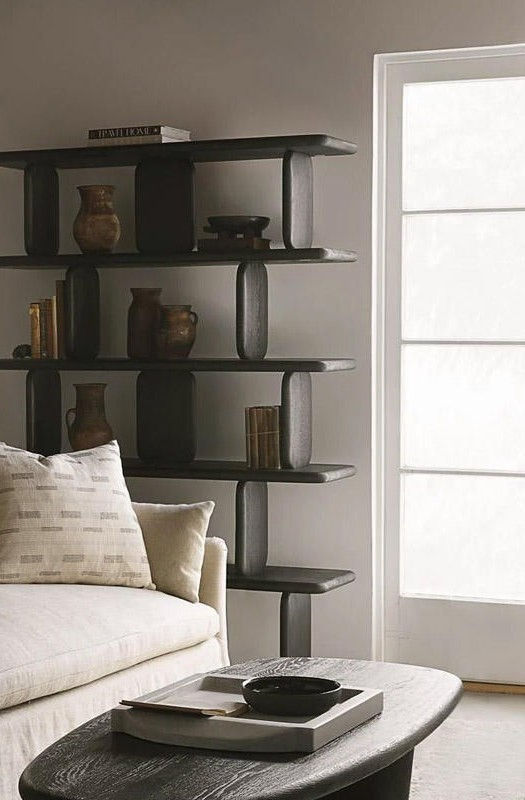 Curved-Support Open Wood Bookcase