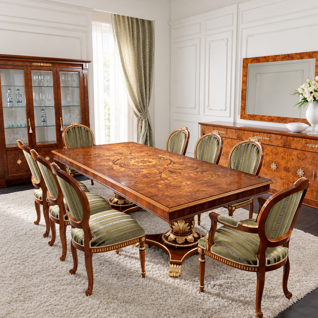 High-End Luxury British Style Solid Wood Dining Set