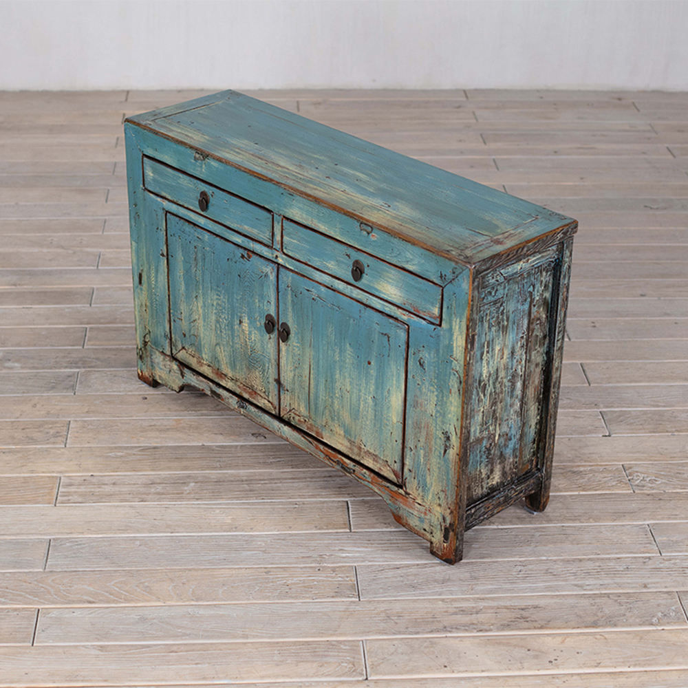 Hand-Painted Antique Wooden Credenza