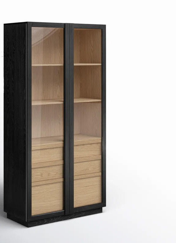 Glass-Door Storage Cabinet with Multi Drawers
