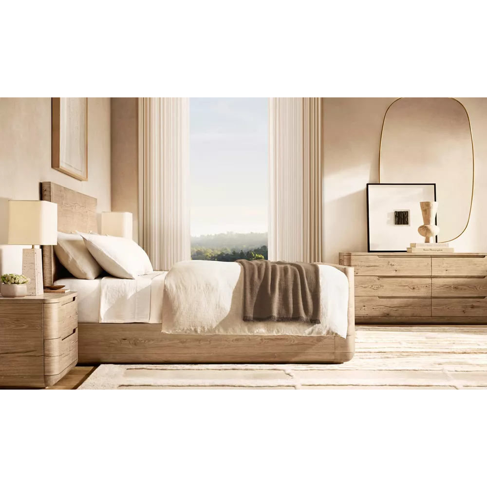 Modern Oak 6 Drawer Dresser Natural Wood Bedroom Storage Credenza