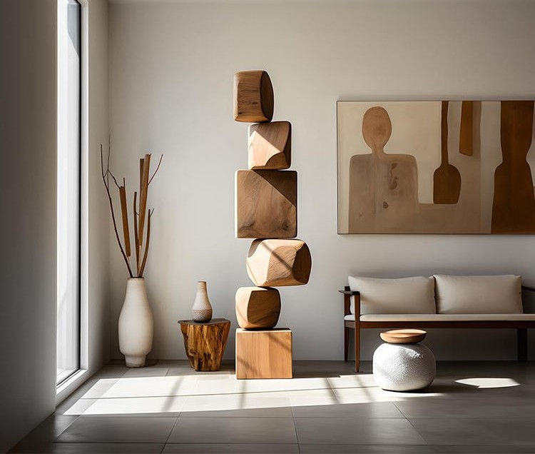 Thumbnail: Stacked Wooden Geometric Totem Sculpture